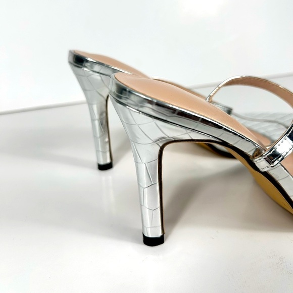 Silver strappy heels, size 36/6, pointy toe, 3.5” heel, NEW, Summer Party Sandal - Picture 2 of 9